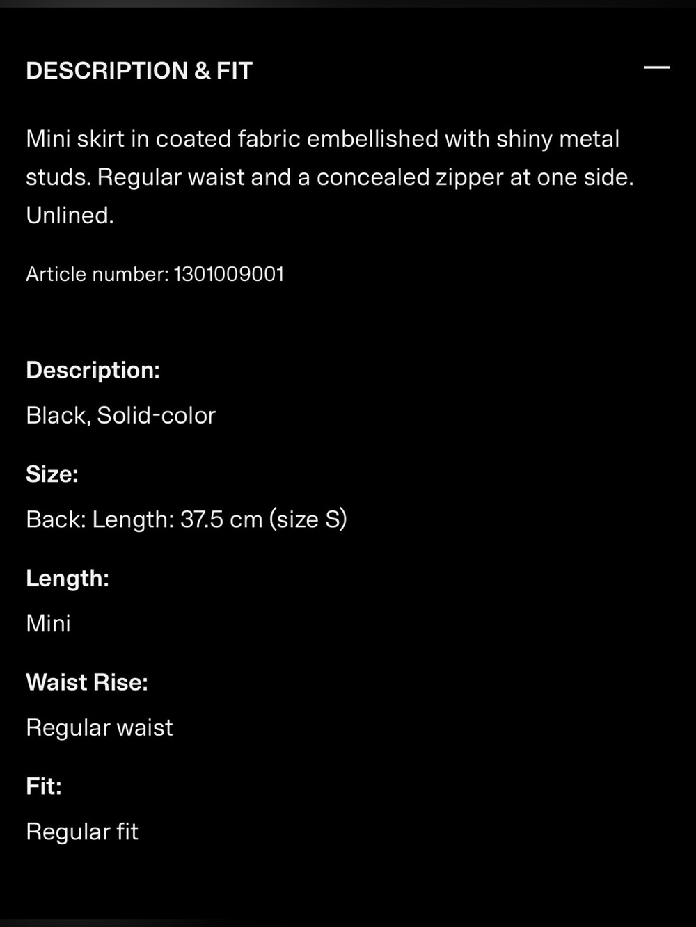 H&M Black Mini Skirt with Silver Studs - Picture 7 of 7